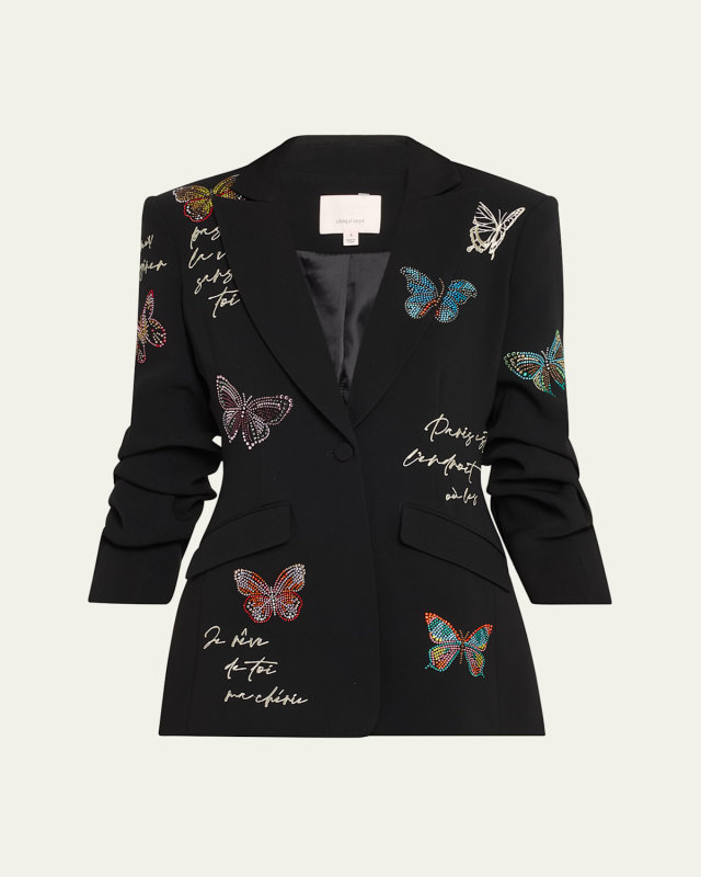 Cheyenne Butterfly Sequined Love Letter Scrunched Blazer